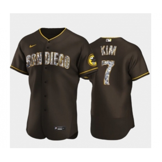 Men's San Diego Padres 7 Ha Seong Kim Diamond Edition Brown Jersey