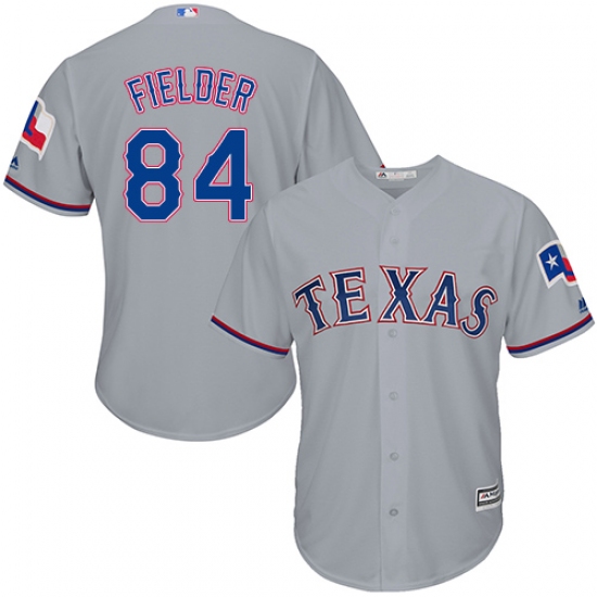 Men's Majestic Texas Rangers 84 Prince Fielder Replica Grey Road Cool Base MLB Jersey