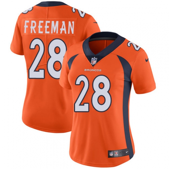 Women Nike Denver Broncos 28 Royce Freeman Orange Team Color Vapor Untouchable Limited Player NFL Jersey