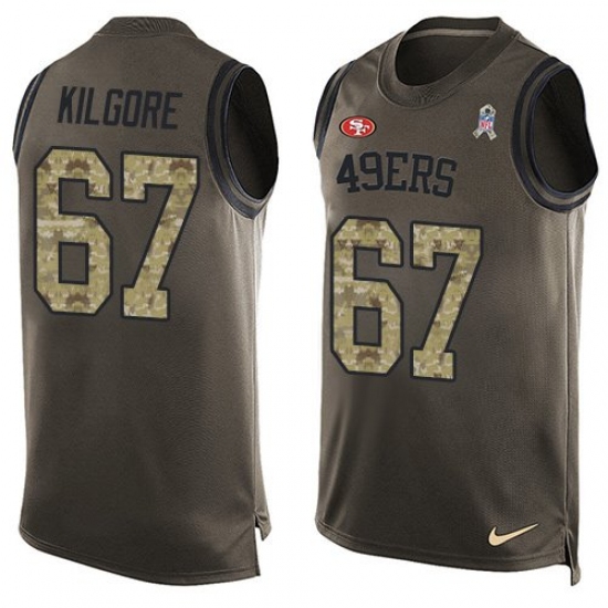 Men's Nike San Francisco 49ers 67 Daniel Kilgore Limited Green Salute to Service Tank Top NFL Jersey