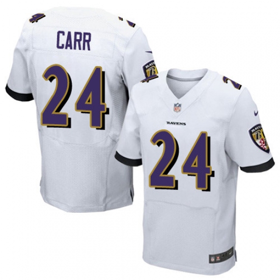 Men's Nike Baltimore Ravens 24 Brandon Carr Elite White NFL Jersey