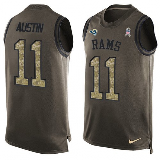 Men's Nike Los Angeles Rams 11 Tavon Austin Limited Green Salute to Service Tank Top NFL Jersey