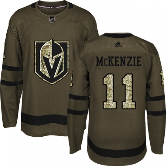 Men's Adidas Vegas Golden Knights 11 Curtis McKenzie Authentic Green Salute to Service NHL Jersey