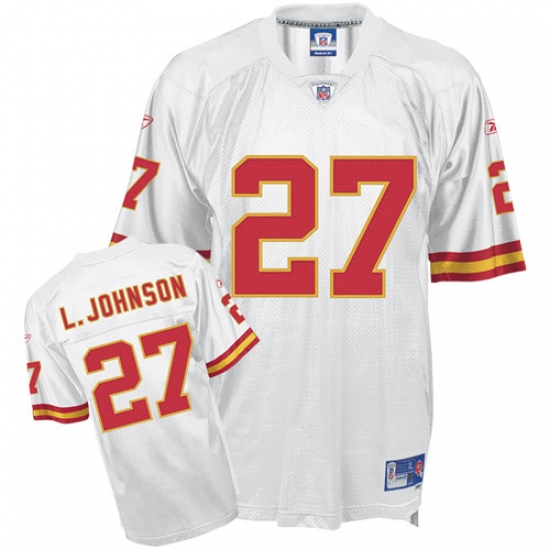 Reebok Kansas City Chiefs 27 Larry Johnson White Premier EQT Throwback NFL Jersey