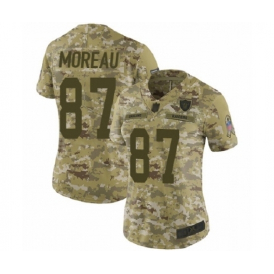Women's Oakland Raiders 87 Foster Moreau Limited Camo 2018 Salute to Service Football Jersey