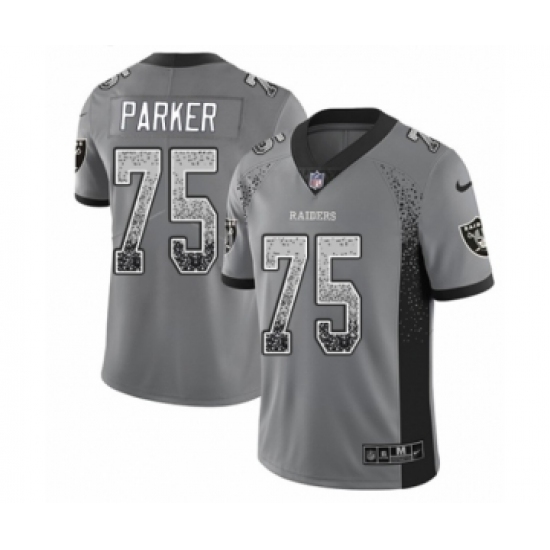 Men's Nike Oakland Raiders 75 Brandon Parker Limited Gray Rush Drift Fashion NFL Jersey