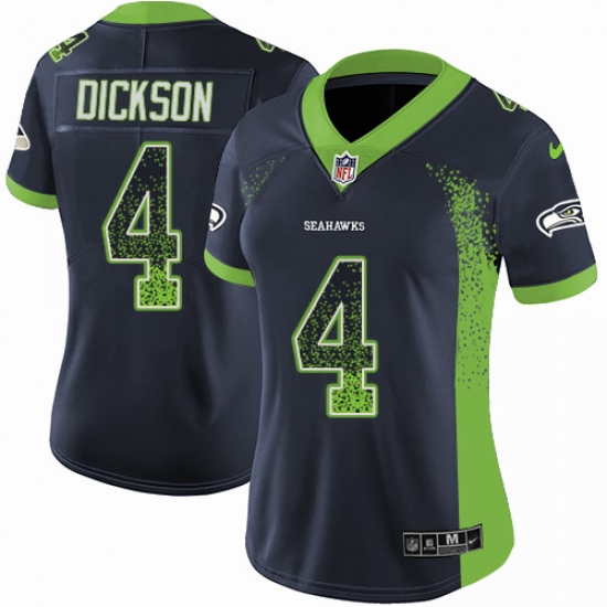 Women's Nike Seattle Seahawks 4 Michael Dickson Limited Navy Blue Rush Drift Fashion NFL Jersey