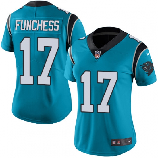 Women's Nike Carolina Panthers 17 Devin Funchess Blue Alternate Vapor Untouchable Limited Player NFL Jersey