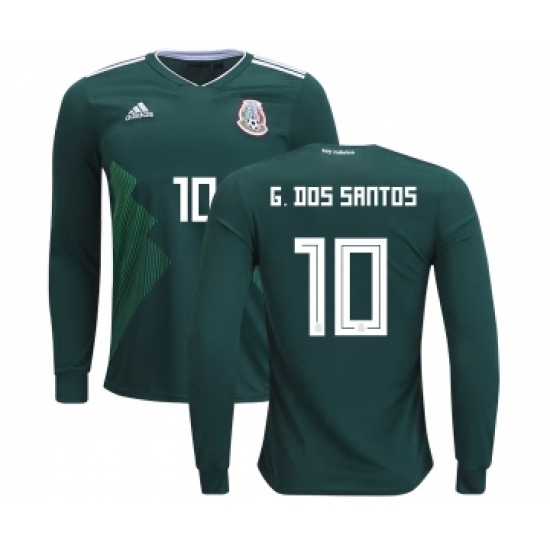 Mexico 10 G.Dos Santos Home Long Sleeves Kid Soccer Country Jersey