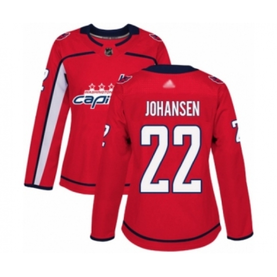 Women's Washington Capitals 22 Lucas Johansen Authentic Red Home Hockey Jersey