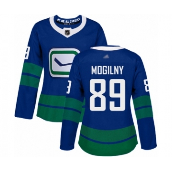Women's Vancouver Canucks 89 Alexander Mogilny Authentic Royal Blue Alternate Hockey Jersey