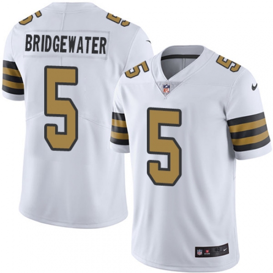 Men's Nike New Orleans Saints 5 Teddy Bridgewater Limited White Rush Vapor Untouchable NFL Jersey
