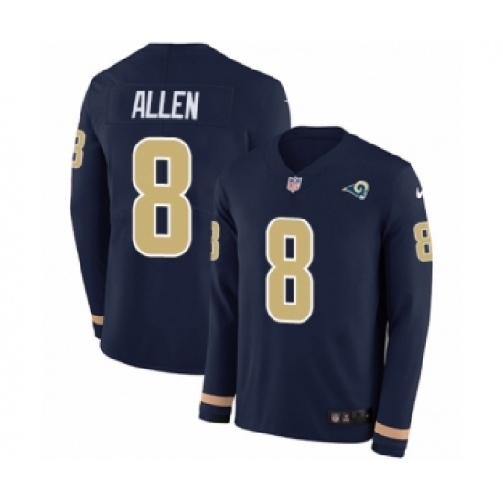 Men's Nike Los Angeles Rams 8 Brandon Allen Limited Navy Blue Therma Long Sleeve NFL Jersey