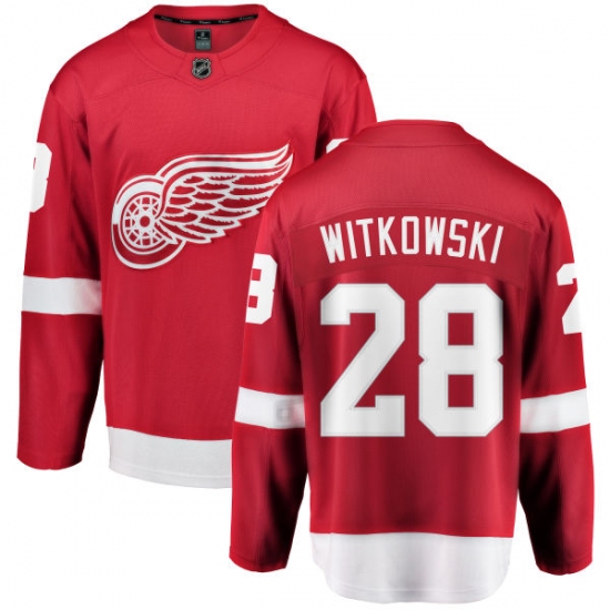 Youth Detroit Red Wings 28 Luke Witkowski Fanatics Branded Red Home Breakaway NHL Jersey