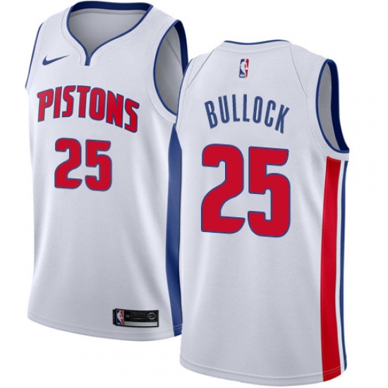 Men's Nike Detroit Pistons 25 Reggie Bullock Swingman White NBA Jersey - Association Edition