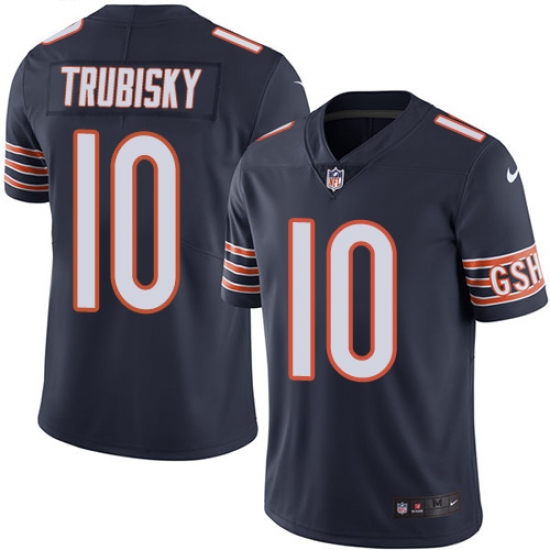 Men's Nike Chicago Bears 10 Mitchell Trubisky Navy Blue Team Color Vapor Untouchable Limited Player NFL Jersey