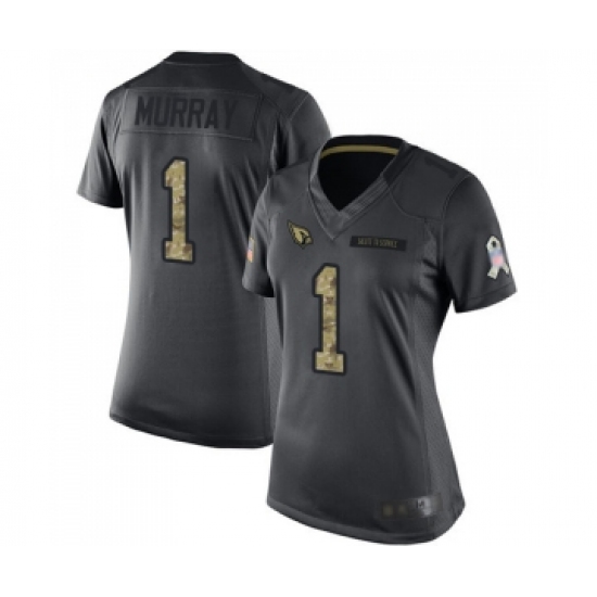 Women's Arizona Cardinals 1 Kyler Murray Limited Black 2016 Salute to Service Football Jersey