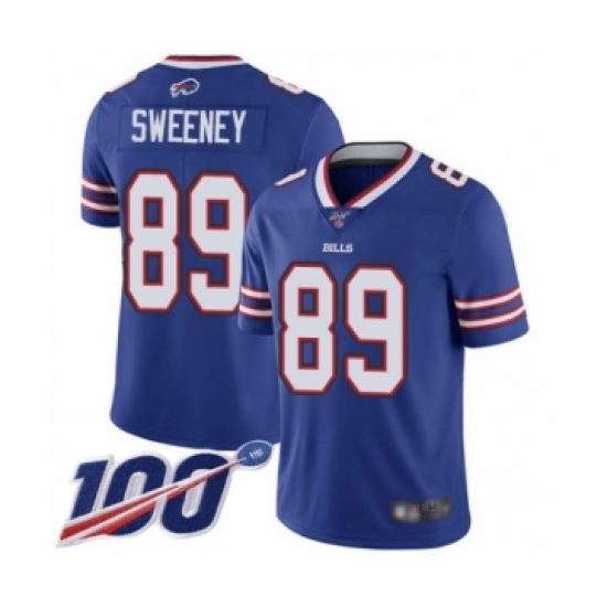 Youth Buffalo Bills 89 Tommy Sweeney Royal Blue Team Color Vapor Untouchable Limited Player 100th Season Football Jersey