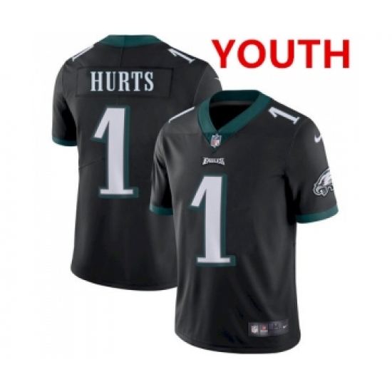 Youth Philadelphia Eagles 1 Jalen Hurts Black Vapor Untouchable Limited Stitched Jersey