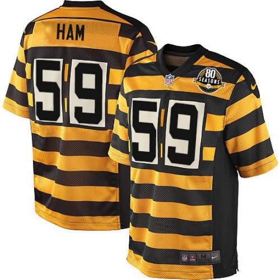Youth Nike Pittsburgh Steelers 59 Jack Ham Limited Yellow/Black Alternate 80TH Anniversary Throwback NFL Jersey