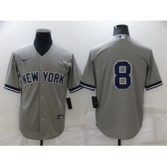 Men's New York Yankees 8 Yogi Berra Grey No Name Stitched MLB Nike Cool Base Throwback Jersey