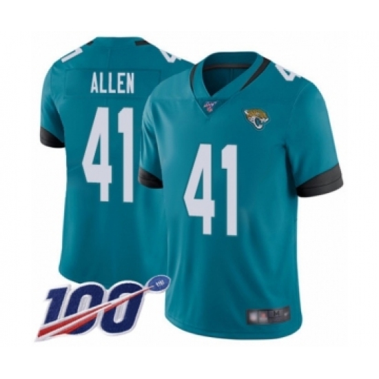 Men's Jacksonville Jaguars 41 Josh Allen Teal Green Alternate Vapor Untouchable Limited Player 100th Season Football Jersey