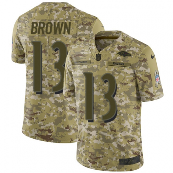 Youth Nike Baltimore Ravens 13 John Brown Limited Camo 2018 Salute to Service NFL Jersey