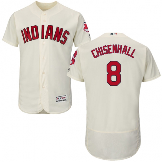 Men's Majestic Cleveland Indians 8 Lonnie Chisenhall Cream Alternate Flex Base Authentic Collection MLB Jersey