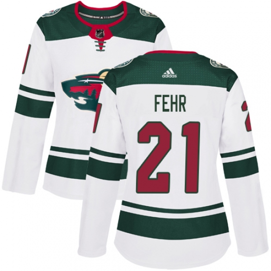 Women's Adidas Minnesota Wild 21 Eric Fehr Authentic White Away NHL Jersey