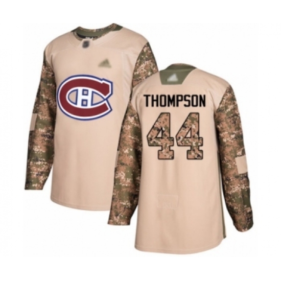 Youth Montreal Canadiens 44 Nate Thompson Authentic Camo Veterans Day Practice Hockey Jersey