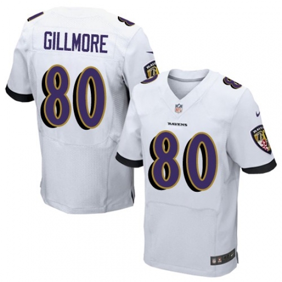 Men's Nike Baltimore Ravens 80 Crockett Gillmore Elite White NFL Jersey