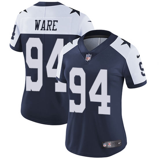 Women's Nike Dallas Cowboys 94 DeMarcus Ware Elite Navy Blue Throwback Alternate NFL Jersey