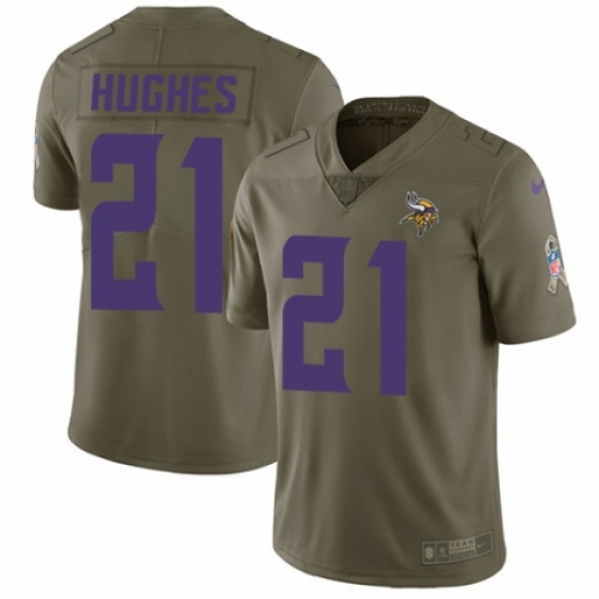 Men's Nike Minnesota Vikings 21 Mike Hughes Limited Olive 2017 Salute to Service NFL Jersey