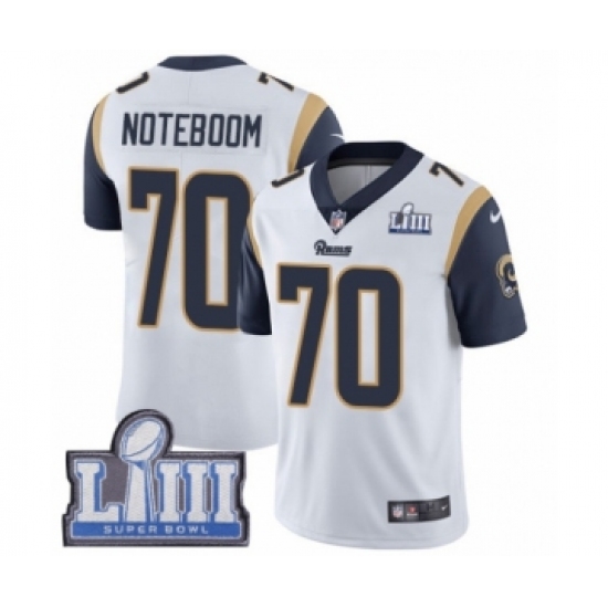 Men's Nike Los Angeles Rams 70 Joseph Noteboom White Vapor Untouchable Limited Player Super Bowl LIII Bound NFL Jersey