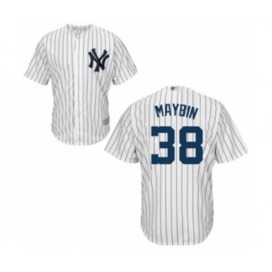 Men's New York Yankees 38 Cameron Maybin Replica White Home Baseball Jersey