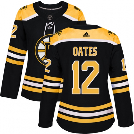 Women's Adidas Boston Bruins 12 Adam Oates Authentic Black Home NHL Jersey