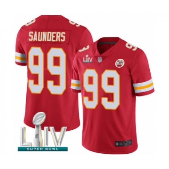 Men's Kansas City Chiefs 99 Khalen Saunders Red Team Color Vapor Untouchable Limited Player Super Bowl LIV Bound Football Jersey