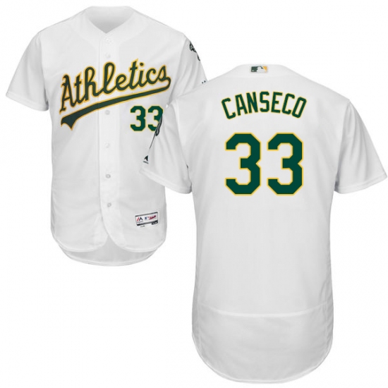 Men's Majestic Oakland Athletics 33 Jose Canseco White Home Flex Base Authentic Collection MLB Jersey