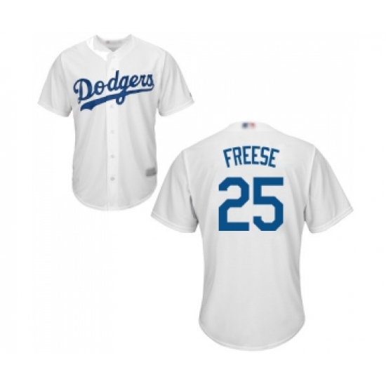 Youth Los Angeles Dodgers 25 David Freese Authentic White Home Cool Base Baseball Jersey