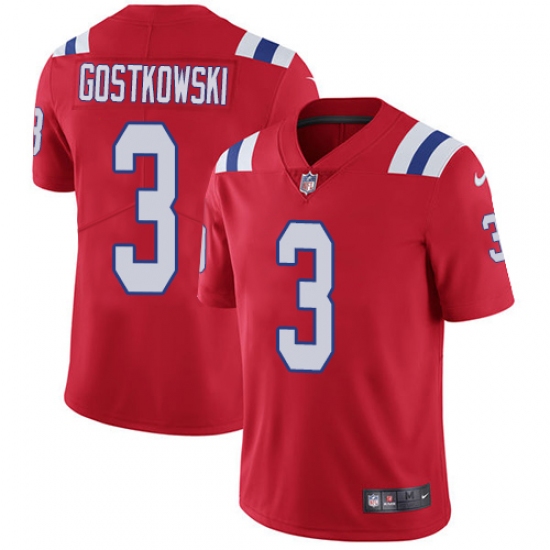 Men's Nike New England Patriots 3 Stephen Gostkowski Red Alternate Vapor Untouchable Limited Player NFL Jersey