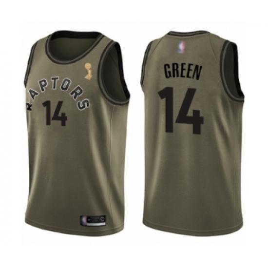 Men's Toronto Raptors 14 Danny Green Swingman Green Salute to Service 2019 Basketball Finals Champions Jersey