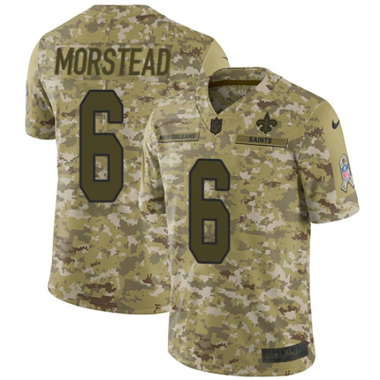 Youth Nike New Orleans Saints 6 Thomas Morstead Limited Camo 2018 Salute to Service NFL Jersey
