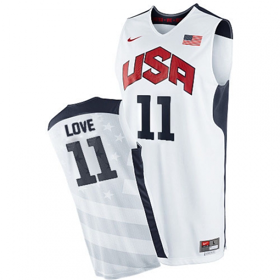 Men's Nike Team USA 11 Kevin Love Authentic White 2012 Olympics Basketball Jersey