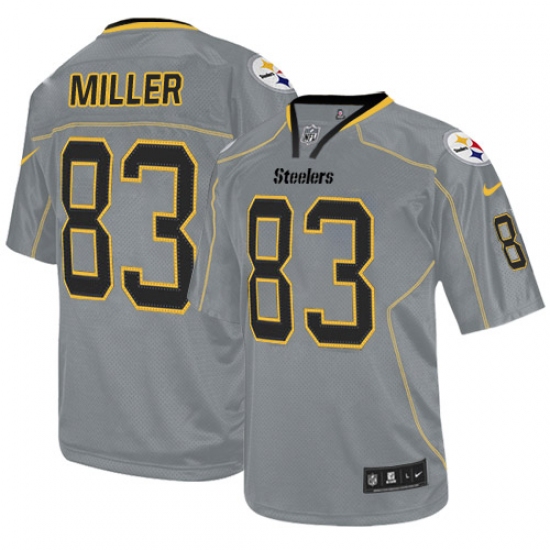 Men's Nike Pittsburgh Steelers 83 Heath Miller Elite Lights Out Grey NFL Jersey