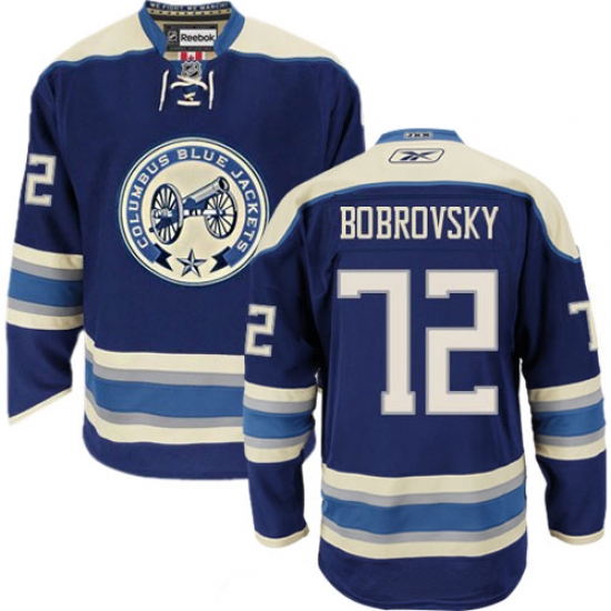 Youth Reebok Columbus Blue Jackets 72 Sergei Bobrovsky Authentic Navy Blue Third NHL Jersey