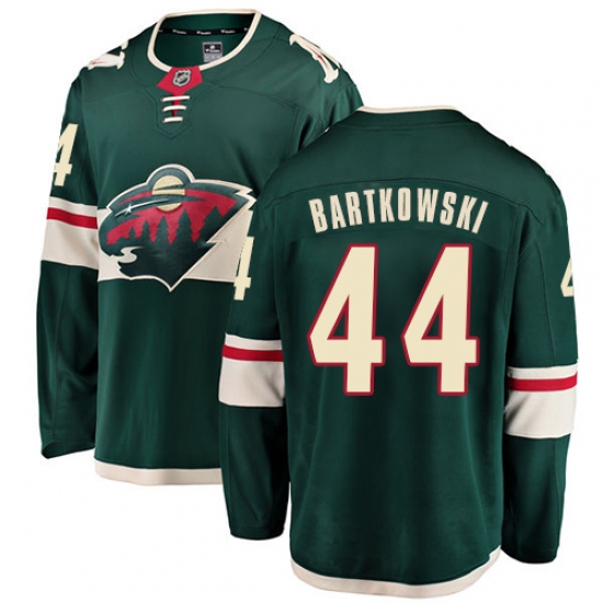Men's Minnesota Wild 44 Matt Bartkowski Authentic Green Home Fanatics Branded Breakaway NHL Jersey