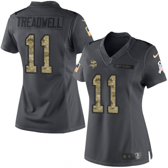Women's Nike Minnesota Vikings 11 Laquon Treadwell Limited Black 2016 Salute to Service NFL Jersey