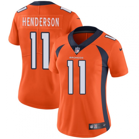 Women's Nike Denver Broncos 11 Carlos Henderson Orange Team Color Vapor Untouchable Limited Player NFL Jersey
