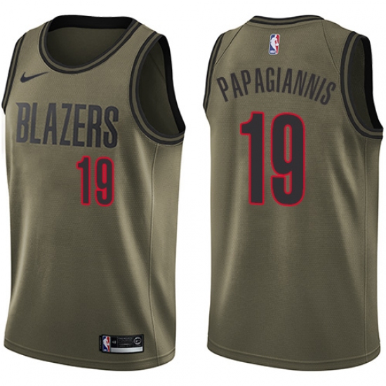 Men's Nike Portland Trail Blazers 19 Georgios Papagiannis Swingman Green Salute to Service NBA Jersey