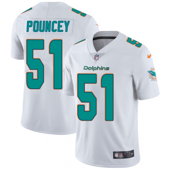 Men's Nike Miami Dolphins 51 Mike Pouncey White Vapor Untouchable Limited Player NFL Jersey